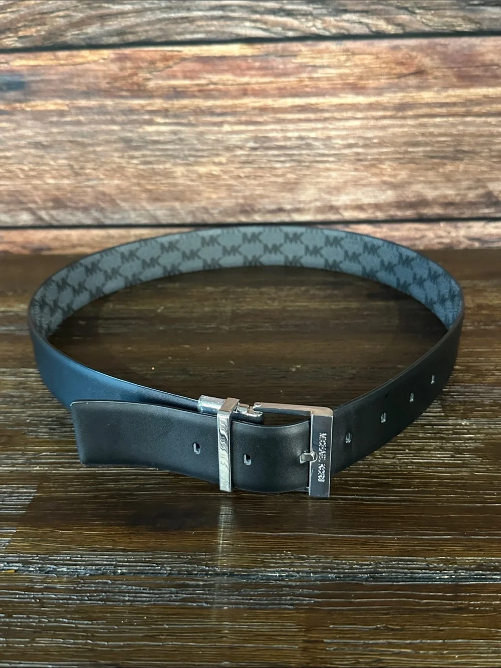 Michael Kors Men's Reversible Black and Gray Signature Logo Belt